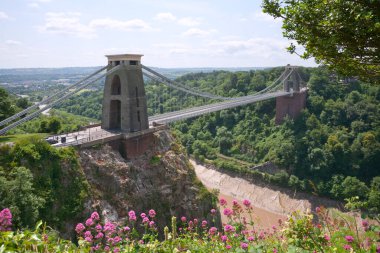 Historic landmark of The Clifton Suspension Bridge in the Clifton area of the City of Bristol, UK clipart