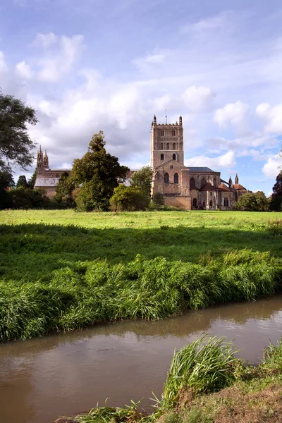 Tarihi Manastır Tewkesbury Gloucestershire Severn Vale Ngiltere — Stok fotoğraf