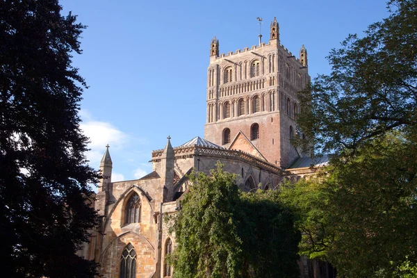 Historic Tewkesbury Abbey Осіннє Сонце Глостершир Северн Вейл Велика Британія — стокове фото