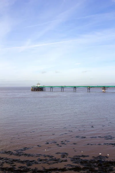 View Historic Victorian Pier Clevedon Bristol Channel Somerset — Stock Photo, Image