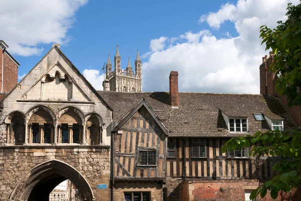 Arquitectura Histórica Marys Gate Cerca Catedral Gloucester Reino Unido — Foto de Stock
