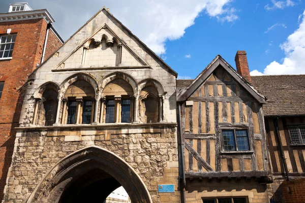 Picturesque Bangunan Tua Dekat Gloucester Katedral Gloucestershire Inggris — Stok Foto