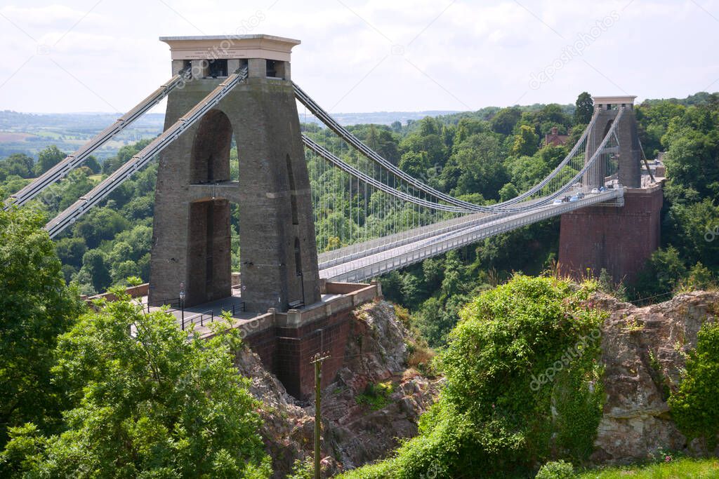 Historic landmark of The Clifton Suspension Bridge in the Clifton area of the City of Bristol, UK