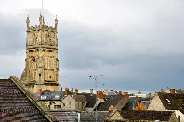 Vista Los Antiguos Tejados Cirencester Histórica Abbey Church Gloucestershire Cotswolds — Foto de Stock