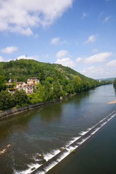 Widok Rzekę Lot Pont Valentre Cahors Lot Francja — Zdjęcie stockowe