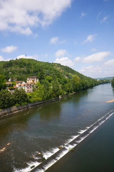 Kilátás Lot Folyóra Pont Valentre Cahors Lot Franciaország — Stock Fotó