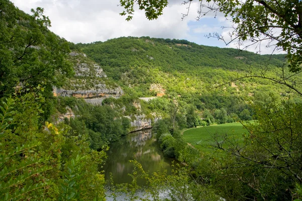 Zicht Landelijke Lot Valley Bij Cajarc Lot Frankrijk — Stockfoto