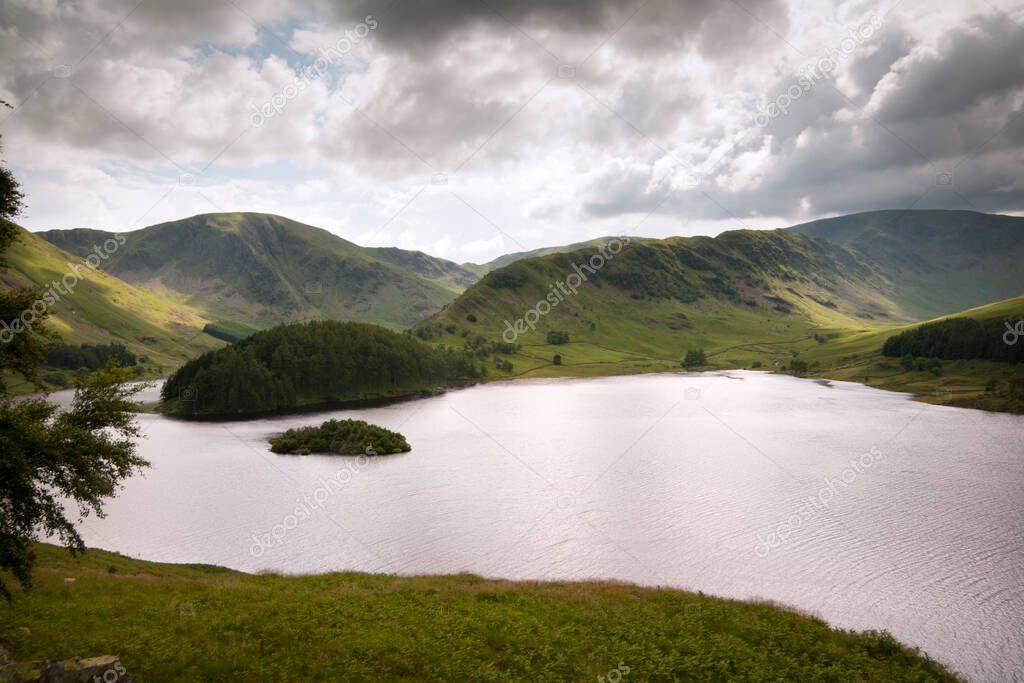 View over Haweswater reservoir in Mardale valley, Cumbria, UK