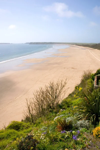 Wielka Brytania Walia Pembrokeshire Widok South Beach Tenby Nadal Pusty — Zdjęcie stockowe