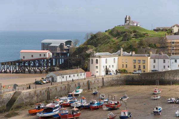 Port Historique Pittoresque Marée Basse Tenby Pembrokeshire Pays Galles Royaume — Photo