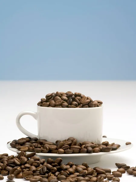 Roasted Coffee Beans White Cup Saucer Stock Photo