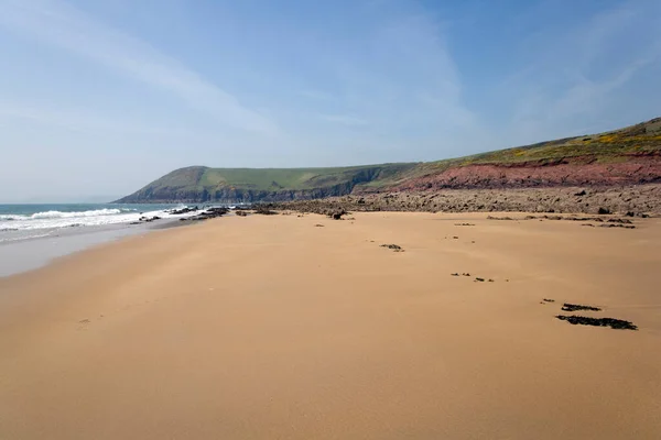 Manorbier Bay Spring Sunshine Pembrokeshire Pays Galles Royaume Uni — Photo