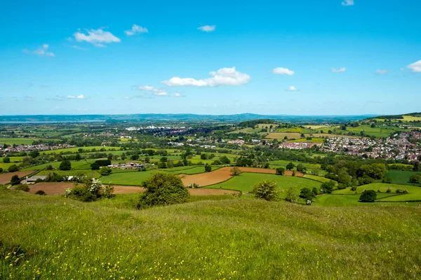 Extensive View Selsley Common Patchwork Fields Severn Vale Gloucestershire — Stock Photo, Image