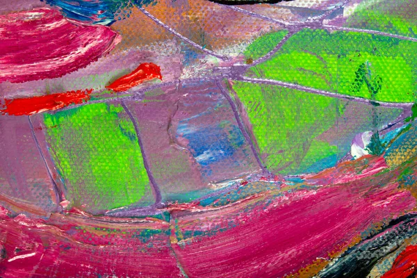 Живая Разноцветная Оригинальная Живопись Маслом Полуабстрактная Деталь Изображением Кисти Текстуры — стоковое фото