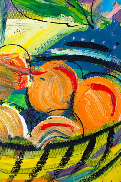 Vibrant Wielobarwny Oryginalny Obraz Olejny Półabstrakcyjne Zbliżenie Detal Pokazujący Szczotki — Zdjęcie stockowe