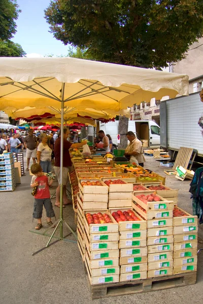 Cajarc França Julho 2008 Frutas Para Venda Tradicional Mercado Rua — Fotografia de Stock