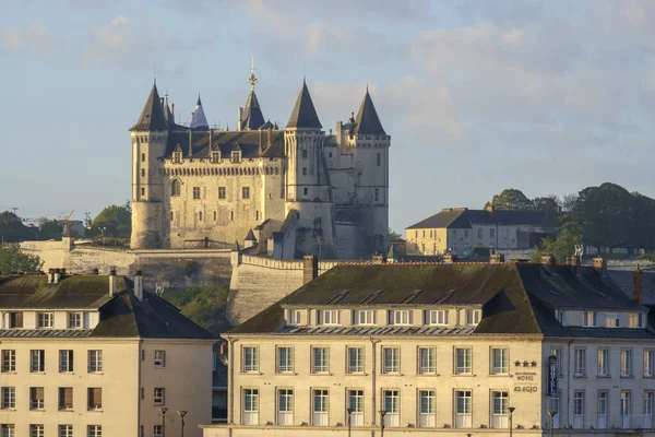 Saumur Frankreich Oktober 2017 Teleaufnahme Über Die Stadt Zum Chateau — Stockfoto