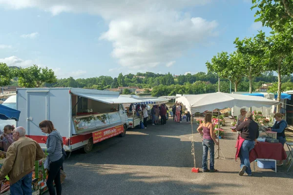 Saint Sylvestre Sur Lot França Junho 2018 Tradicional Mercado Agricultores — Fotografia de Stock