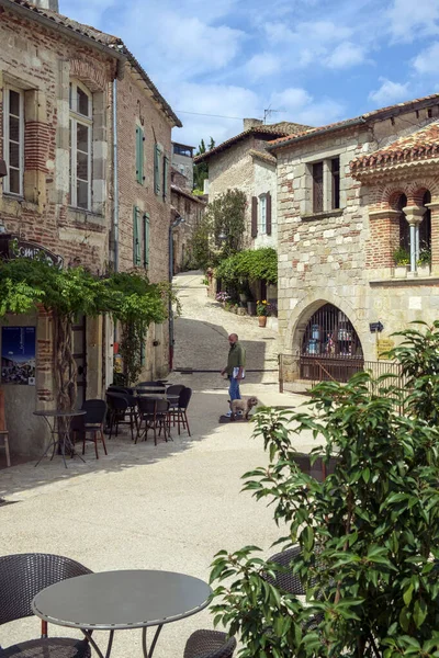 Penne Agenais France June 2018 Empty Cafe Tables Chairs Wait — стоковое фото