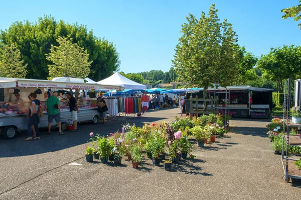 Saint Sylvestre Sur Lot França Junho 2018 Tradicional Mercado Agricultores — Fotografia de Stock