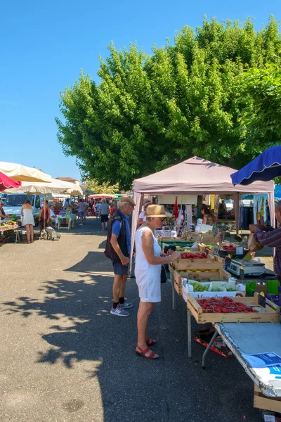 Saint Sylvestre Sur Lot França Junho 2018 Tradicional Mercado Agricultores — Fotografia de Stock