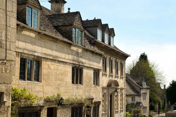 Many Picturesque Old Cotswold Stone Houses Line Streets Painswick Gloucestershire — Stock Photo, Image