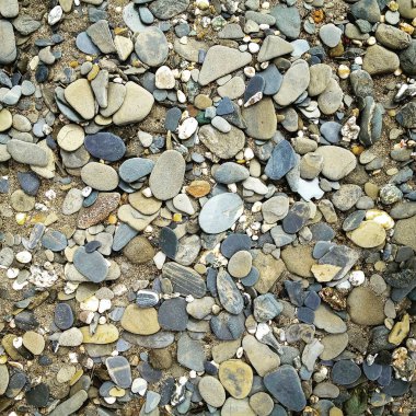 Cornwall kumsal çakıl taşları tam çerçeve arkaplan dokusu. Telefon ya da tablet işlemleri içeren cep telefonu fotoğrafı.