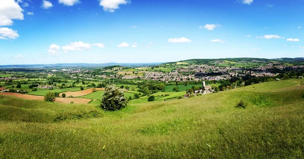 英国Gloucestershire的Selsley Common Severn Vale全景 带有手机或平板电脑后处理的手机照片 — 图库照片