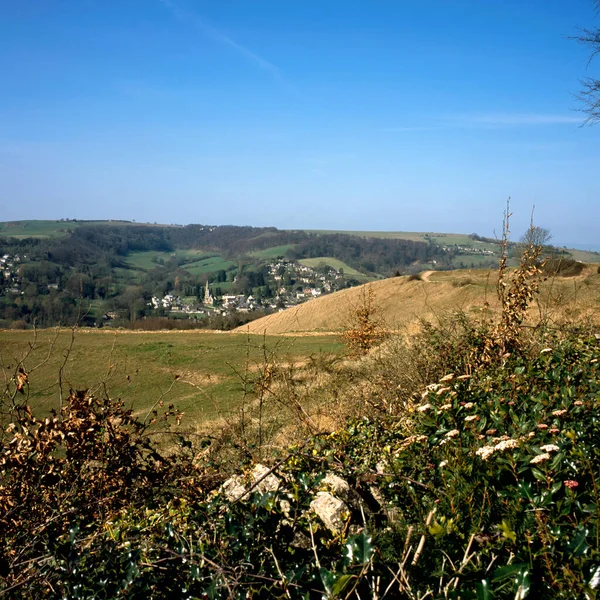 Widok Doliny Rodborough Common Gloucestershire Cotswolds Anglia — Zdjęcie stockowe
