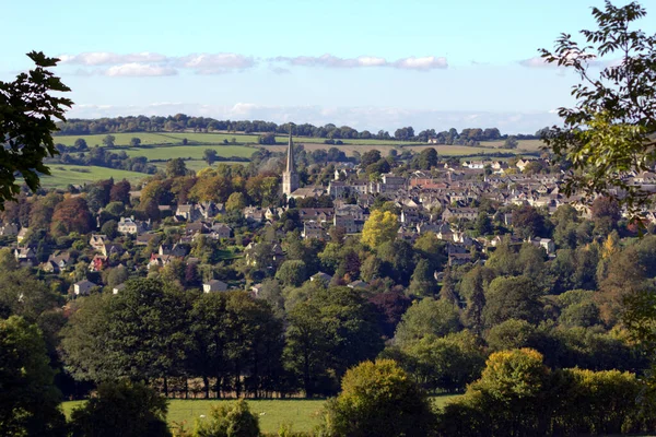 Gloucestershire Ngiltere Deki Painswick Cotswold Köyünün Etrafındaki Ağaçlarda Sonbaharın Ilk — Stok fotoğraf