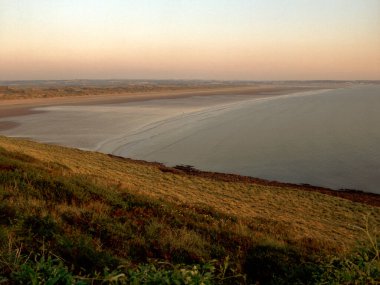 Akşam güneşi, Braunton Burrows, Devon, Wessex, İngiltere, İngiltere, Avrupa