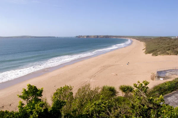 Tenby South Beach Vacío Bajo Sol Primavera Pembrokeshire Gales Reino — Foto de Stock