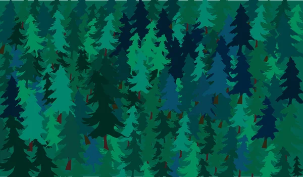 Forest Background Green Deep Dark Blue Vector Image — Stock Vector