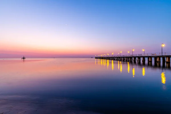 Salida Del Sol Muelle Gdynia Orowo — Foto de Stock