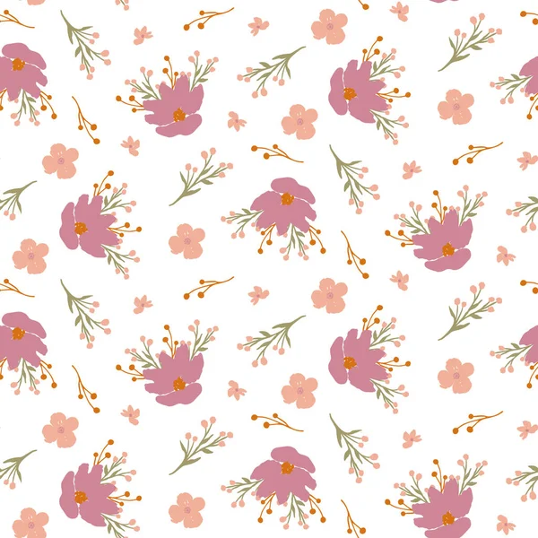 Fleurs Vectorielles Abstraites Motif Répété Couleur Pastel Motif Sans Couture — Image vectorielle