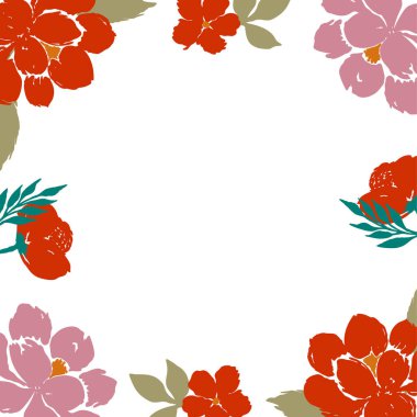 Kutlama kartı ya da düğün davetiyesi için kare vektör çerçevesi. Soyut çiçek çerçevesi 