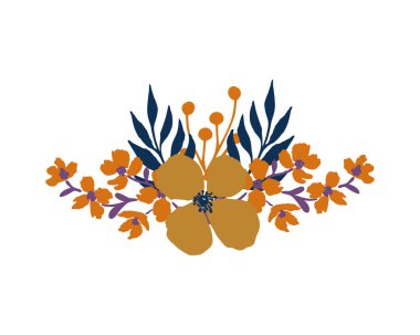 Tebrik kartı ya da davetiye için soyut çiçek aranjmanı. Modern tarzda vektör çiçekleri