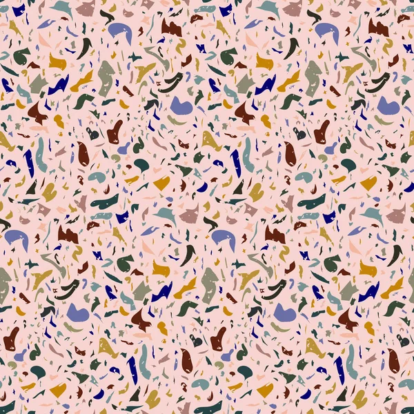 Trendy Erdfarben Terrazzo Nahtlose Muster Bodenbeschaffenheit Vector Terrazzo Wiederholen Muster — Stockvektor