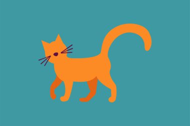 Parlak arkaplanda turuncu renkli siluet vektör kedisi yazdırmak için mükemmel