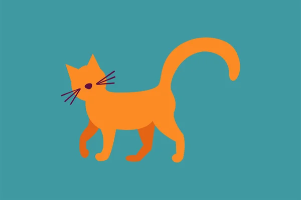Silueta Vector Gato Con Color Naranja Sobre Fondo Brillante Perfecto — Vector de stock
