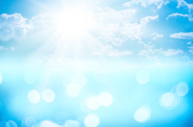 Tropikal plaj ile bokeh güneş ışık dalga arka plan bulanıklık.