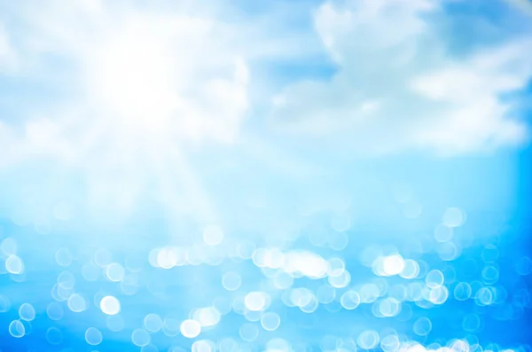 Blur Tropical Beach Bokeh Sun Light Wave Blue Sky White — Stock Photo, Image