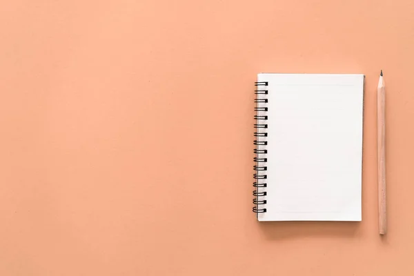 Cuaderno Lápiz Sobre Fondo Textura Color Pastel —  Fotos de Stock