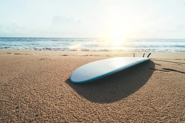 Tavola Surf Sfondo Spiaggia Tropicale Tramonto Sport Avventura Viaggio Concetto — Foto Stock