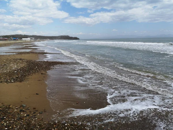 Der Frühlingshafte Menschenleere Strand Des Japanischen Meeres Wladiwostok — Stockfoto