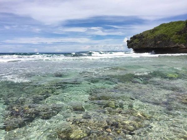 Природний Акваріум Пляжі Драбини Сайпан Супер Чиста Вода Видимі Корали — стокове фото
