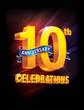 Koyu arkaplanda 10. yıl dönümü kutlamaları