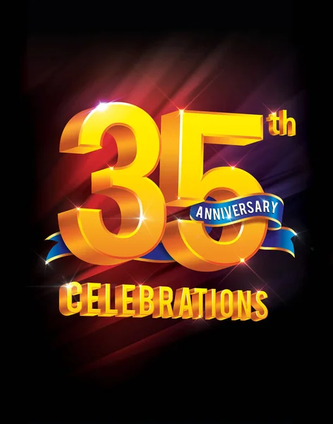 Golden 35Th Years Anniversary Celebrations Dark Background — Stock Photo, Image
