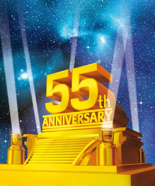 Golden 55Th Years Anniversary Platform Galaxy Background — Stock Photo, Image