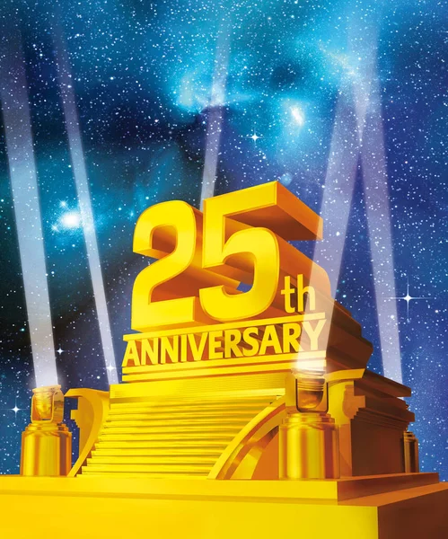 Golden 25Th Years Anniversary Platform Galaxy Background — Stock Photo, Image